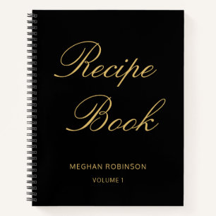 Girly Schrift Rezeptbuch Schwarz Personalisiert Re Notizbuch