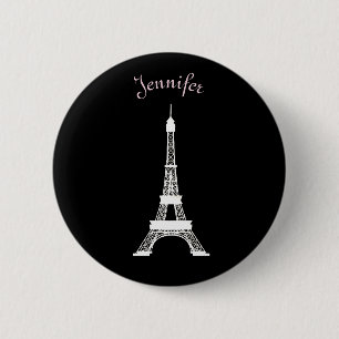 Girly schwarze, rosa, weiße französische button