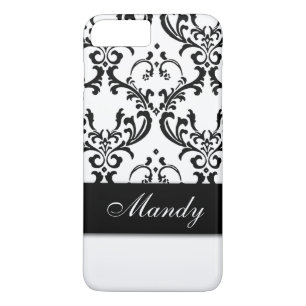 GIRLY SCHWARZER VINTAGER DAMAST IHR NAME iPhone 8 PLUS/7 PLUS HÜLLE