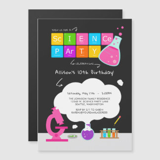 Girly Science Party Magneteinladung