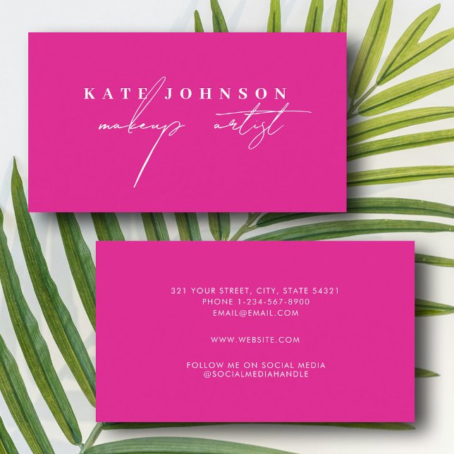 Girly Script Calligraphy Modern Makeup Artist Visitenkarte (Girly Script Calligraphy Modern Makeup Artist Business Card)