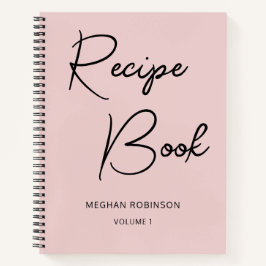 Girly Script Cookbook Personalisiertes Rezept Notizbuch