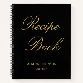 Girly Script Cookbook Schwarzes Personalisiertes R Notizbuch