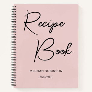 Girly Script Kochbuch Rosa Personalisiertes Rezept Notizbuch