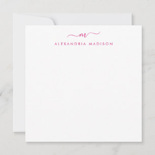 Girly-Script-Monogramm-Initial-Hot-Pink-Stationery Mitteilungskarte