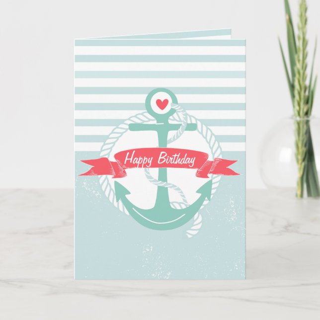 Girly Seeanker-personalisiertes alles Gute zum Karte (Vorderseite)