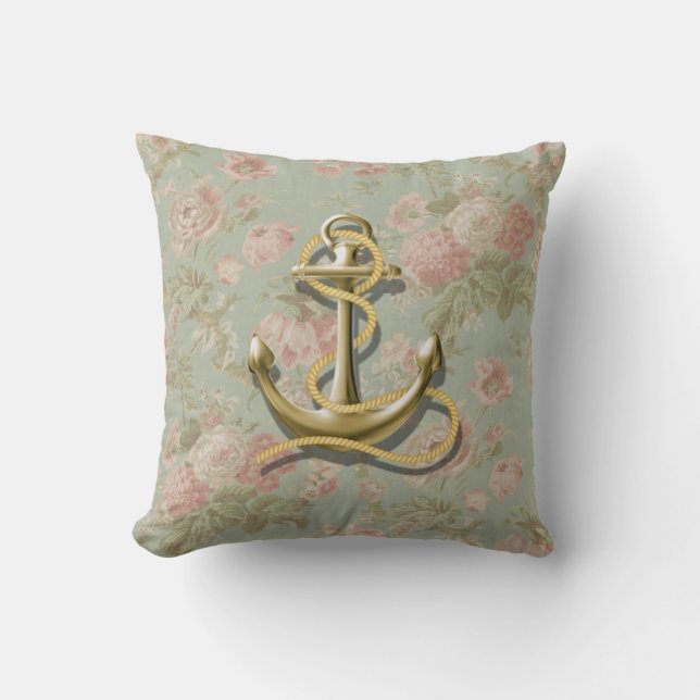 girly Seemit blumenanker des niedlichen Kissen (Vorderseite)