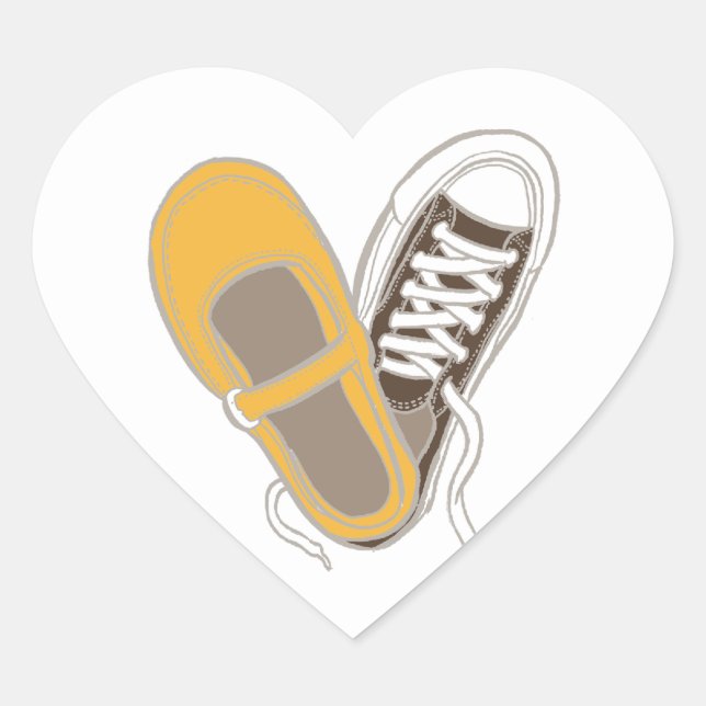Girly Shoes & Sneakers Heart Wedding Herz-Aufkleber (Vorderseite)