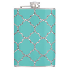 Girly silberne Quatrefoil kundenspezifische Flachmann