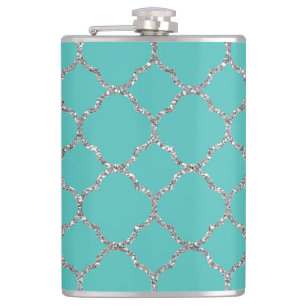 Girly silberne Quatrefoil kundenspezifische Flachmann