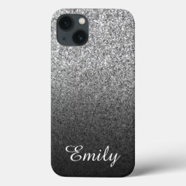 Girly Silver Glitzer Black Ombre Personalisiert title_seo2