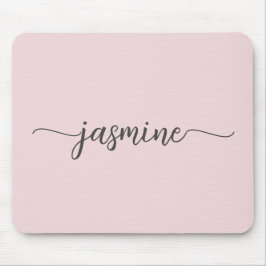 Girly Simple Blush Pink Personalized Monogram Name Mousepad