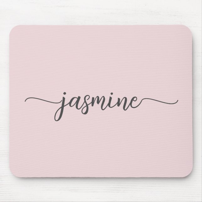 Girly Simple Blush Pink Personalized Monogram Name Mousepad (Vorne)