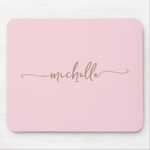 Girly Simple Blush Rosa Individuelle Gold Monogram Mousepad