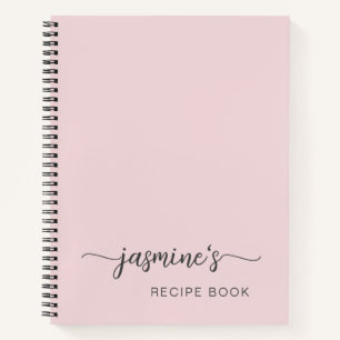 Girly Simple Blush Rosa Kochbuch Rezept Signatur Notizbuch