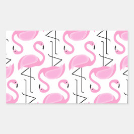 Girly Simple Modern Pink Flamingo Muster Rechteckiger Aufkleber