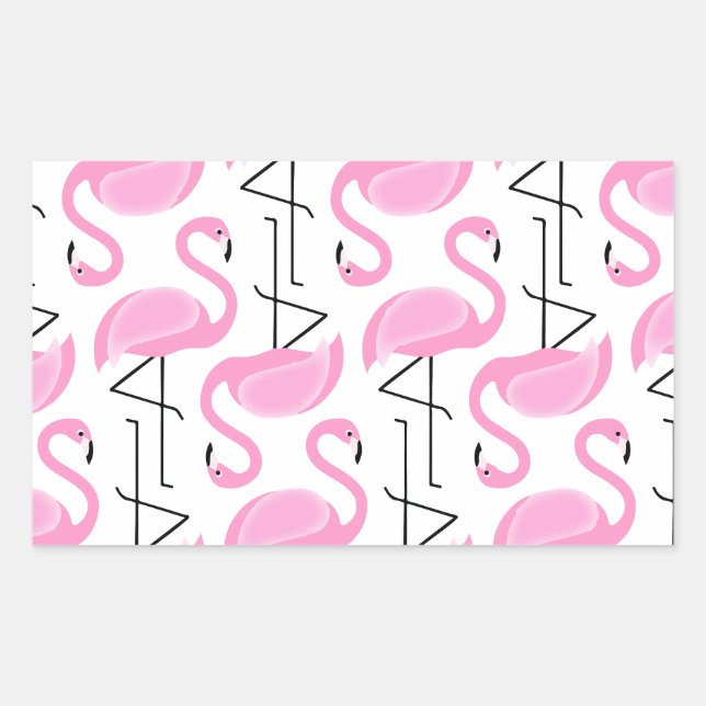 Girly Simple Modern Pink Flamingo Muster Rechteckiger Aufkleber (Vorderseite)