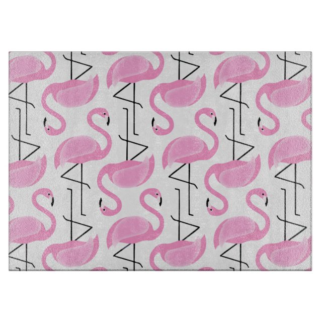 Girly Simple Modern Pink Flamingo Muster Schneidebrett (Vorderseite)