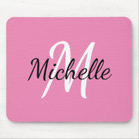 Girly Simple Pink Monogram Initial + Name