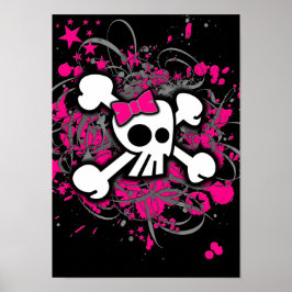 Girly Skull & Crossbones Poster