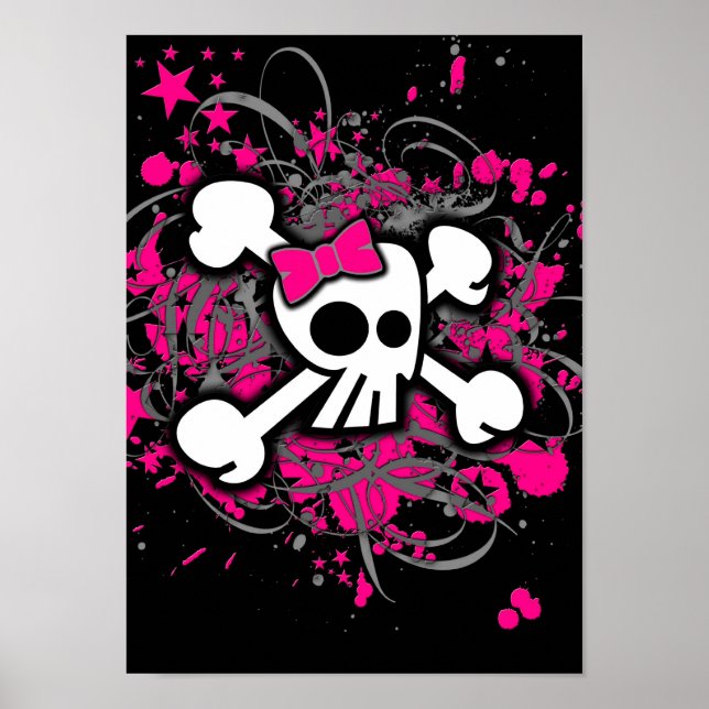 Girly Skull & Crossbones Poster (Vorne)