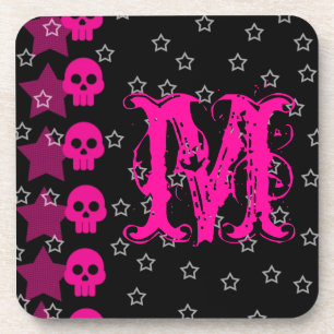 Girly Skull EMO Punk Rocker Monogram Drink Unterse Untersetzer