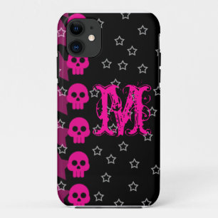 Girly Skull EMO Punk Rocker Monogram IPHONE 5 Fall iPhone 11 Hülle