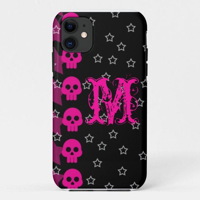 Girly Skull EMO Punk Rocker Monogram IPHONE 5 Fall Case-Mate iPhone Hülle (Rückseite)