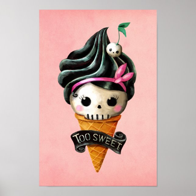 Girly Skull Ice Creme Cone Poster (Vorne)