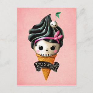 Girly Skull Ice Creme Cone Postkarte