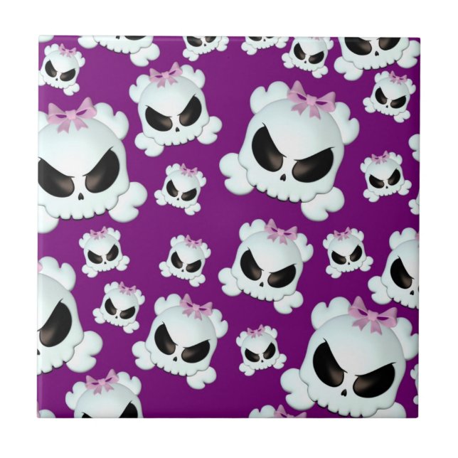 Girly Skullz Fliese (Vorderseite)