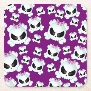 Girly Skullz Rechteckiger Pappuntersetzer