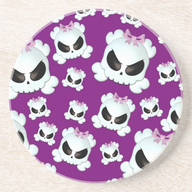 Girly Skullz Sandstein Untersetzer (Vorne)