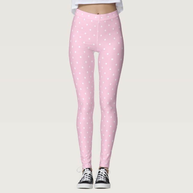 Girly small white polka dots on pale pink Leggings (Vorderseite)