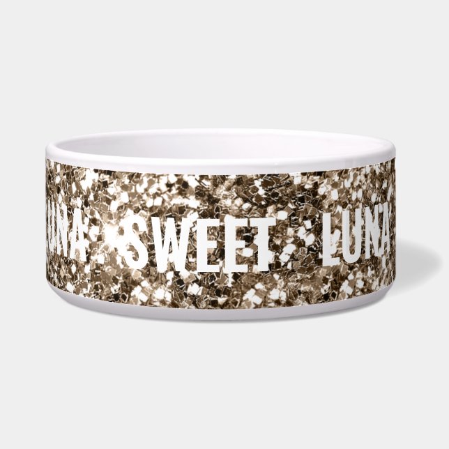 Girly Spark Glittery Sweet Luna Dog Name Haustier Napf (Links)