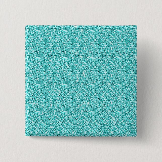 Girly, Spaß-Aqua-blauer Glitzer gedruckt Button (Vorderseite)