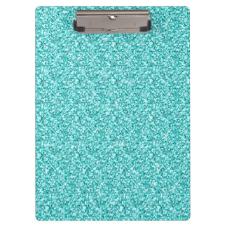 Girly, Spaß-Aqua-blauer Glitzer gedruckt Klemmbrett