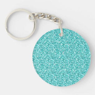 Girly, Spaß-Aqua-blauer Glitzer gedruckt Schlüsselanhänger