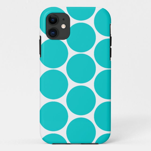 GIRLY SPASS-AQUAMARINE POLKA-PUNKTE GROSS Case-Mate iPhone HÜLLE (Rückseite)