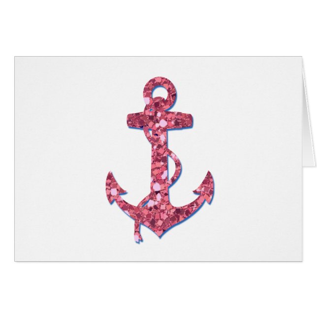 Girly, Spaß, rosa Glitzer-Anker gedruckt (Vorderseite (Horizontal))