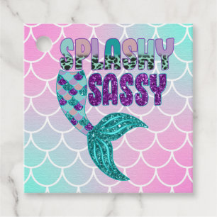 Girly Splashy Sassy Pink Lila Green Mermaid Schwan Geschenkanhänger