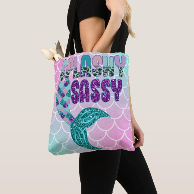 Girly Splashy Sassy Pink Lila Green Mermaid Schwan Tasche (Von Nahem)