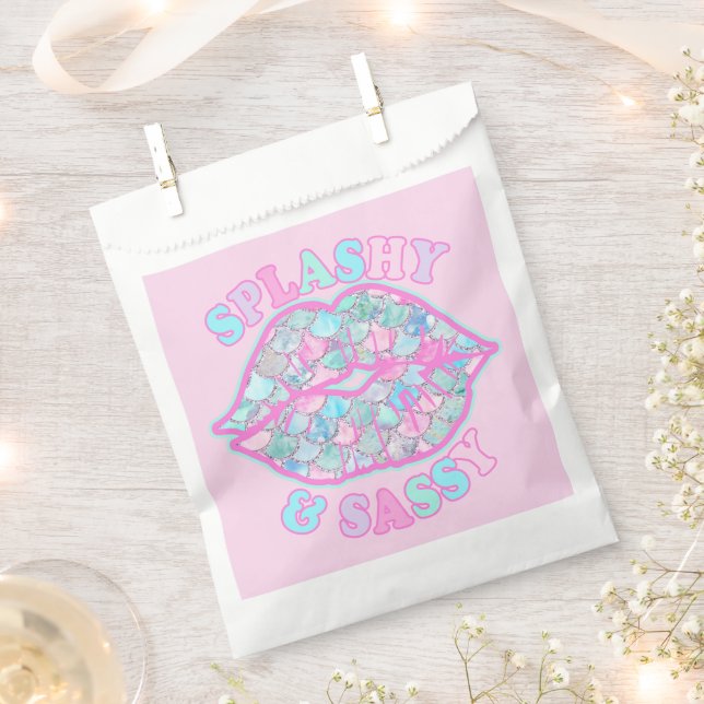 Girly Splashy & Sassy Pink Türkise Mermaid Kiss Geschenktütchen (Ausgeschnitten)