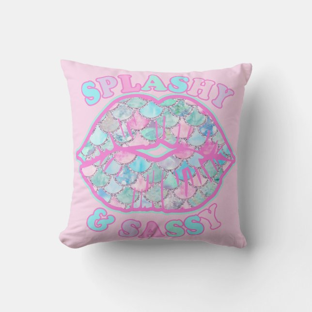 Girly Splashy & Sassy Pink Türkise Mermaid Kiss Kissen (Vorderseite)