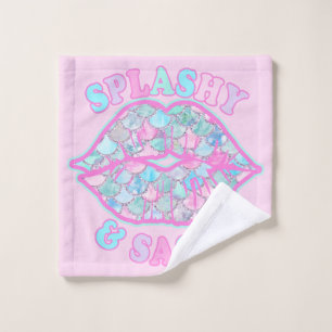 Girly Splashy & Sassy Pink Türkise Mermaid Kiss Waschlappen