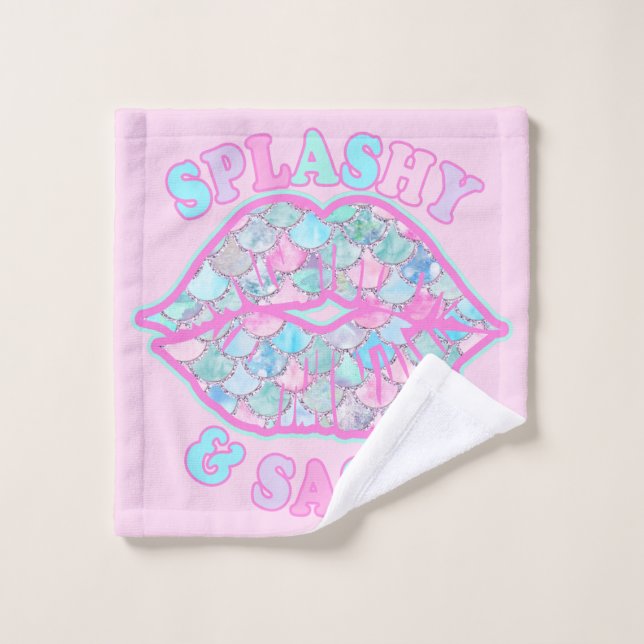 Girly Splashy & Sassy Pink Türkise Mermaid Kiss Waschlappen (Waschlappen)