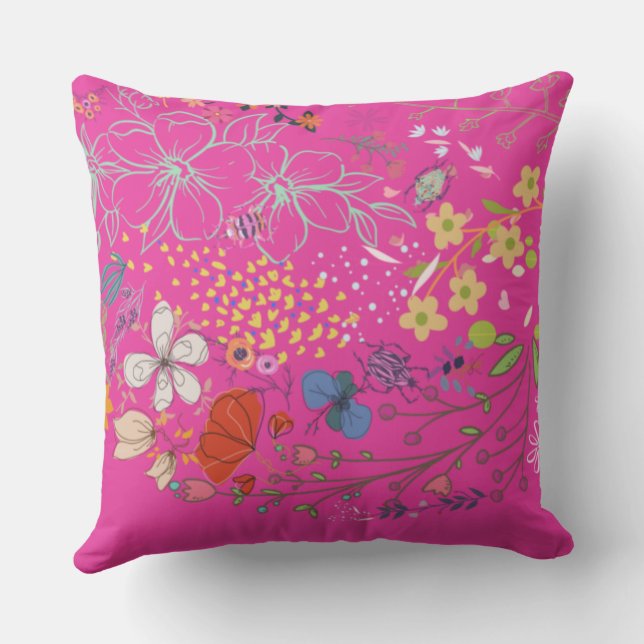 Girly Spring Floral Violet Kissen (Rückseite)