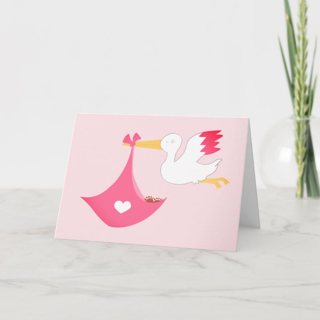 Girly Stork mit einer kleinen Girl-Bundle aus Joy  Karte (Vorderseite)