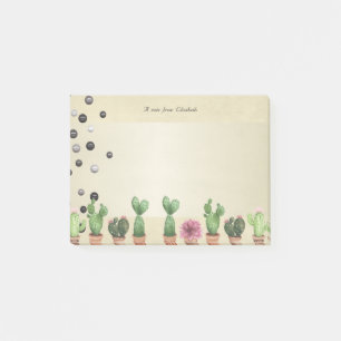 Girly Stylish Elegant Cactus, Pearls - Personalisi Post-it Klebezettel