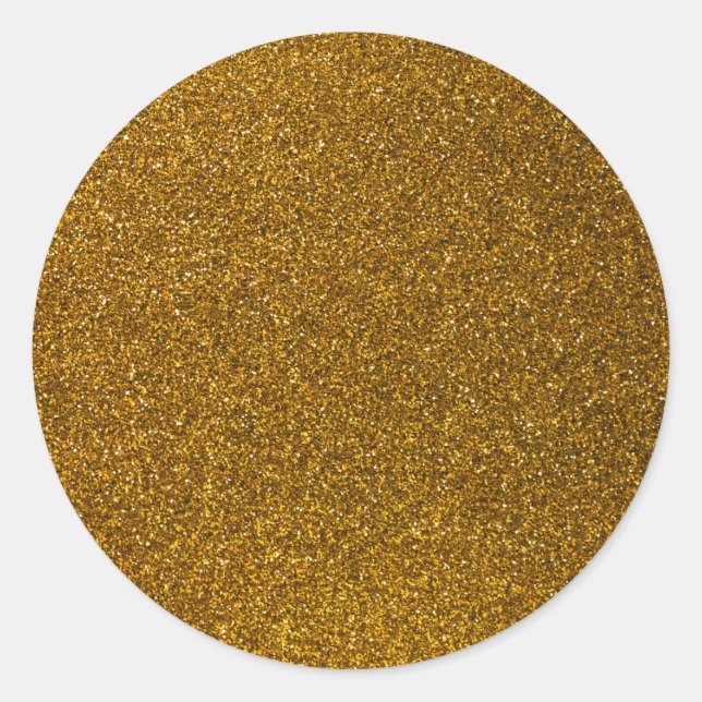 Girly Stylish Gold Glitzer Foto Print Runder Aufkleber (Vorderseite)